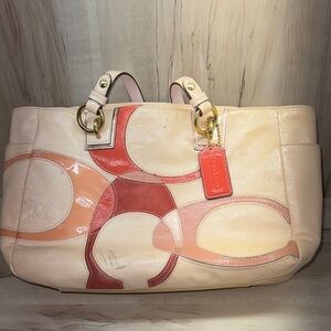 Coach Women's Shoulder Bag - Cream and Red